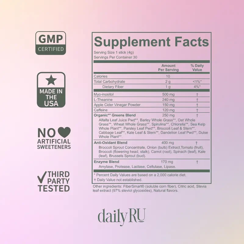 DailyRU Caffeinated Greens Superfood Powder