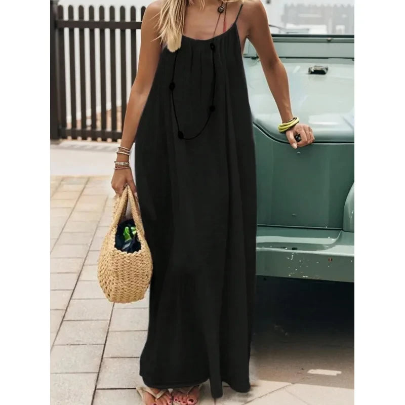 Breathable Strapless Maxi Dress