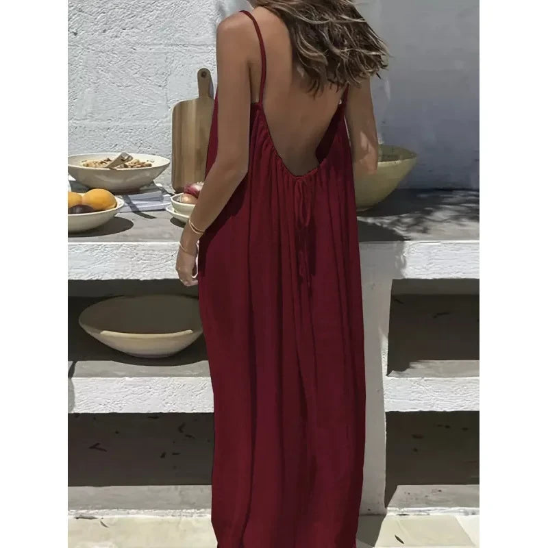 Breathable Strapless Maxi Dress