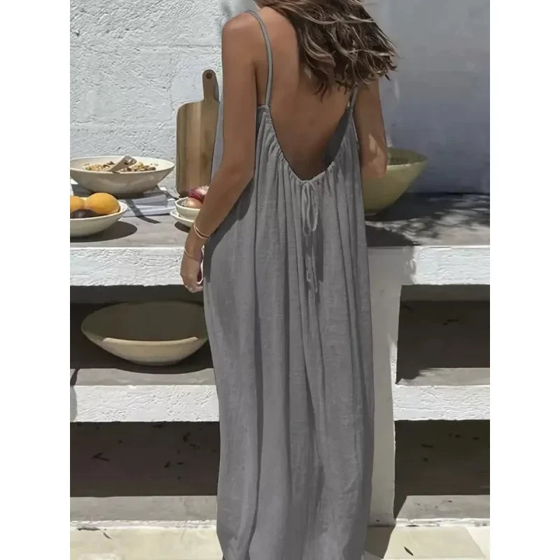 Breathable Strapless Maxi Dress