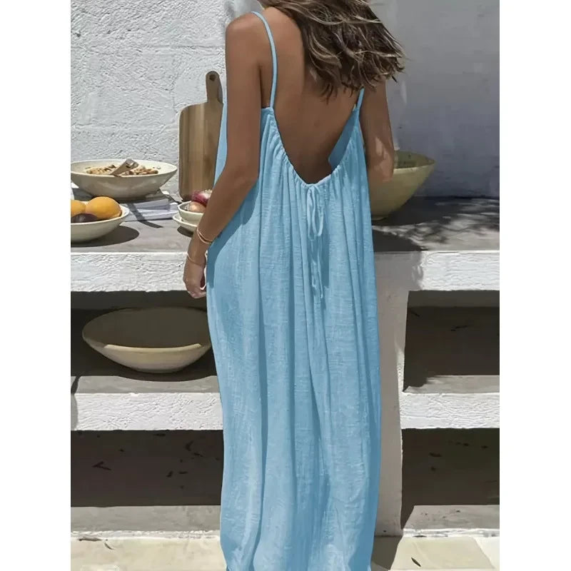 Breathable Strapless Maxi Dress
