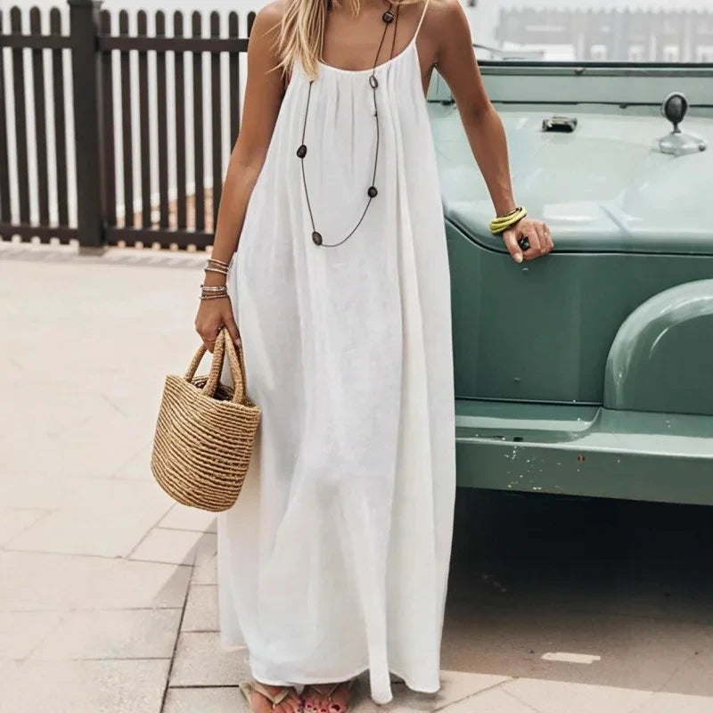 Breathable Strapless Maxi Dress