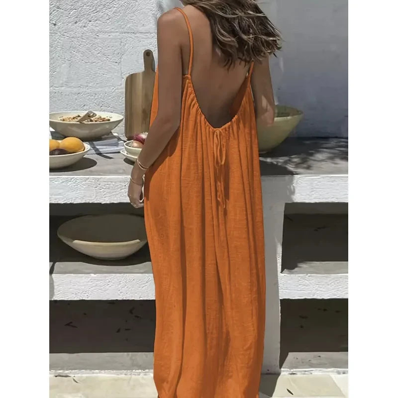 Breathable Strapless Maxi Dress