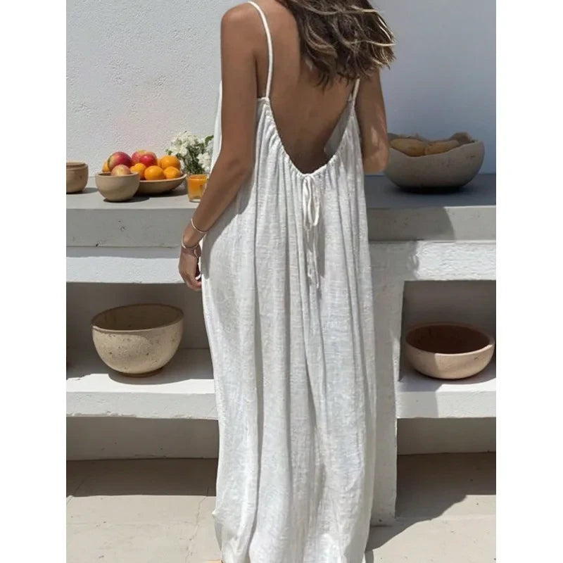 Breathable Strapless Maxi Dress