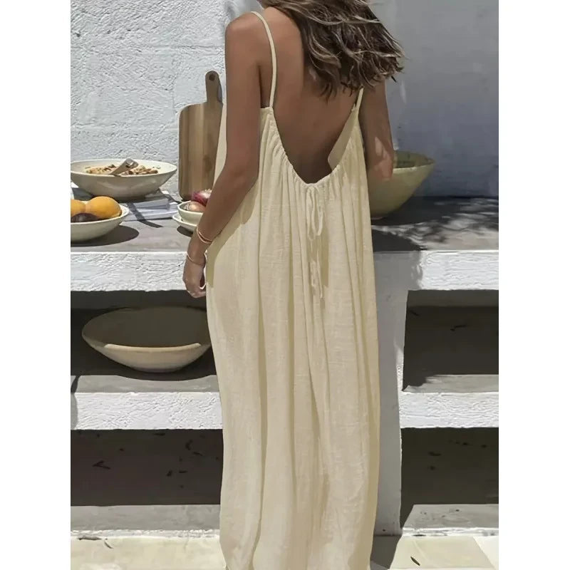 Breathable Strapless Maxi Dress