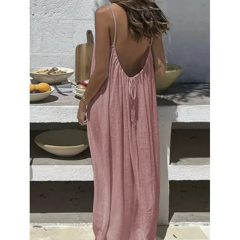 Breathable Strapless Maxi Dress