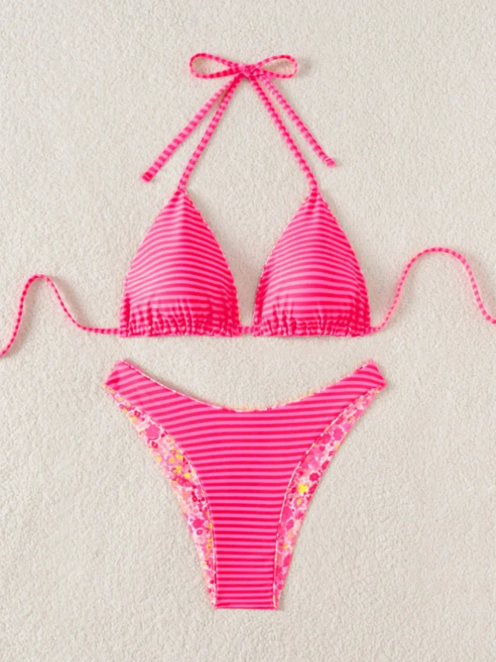 Floral Tie-Neck Bikini Set
