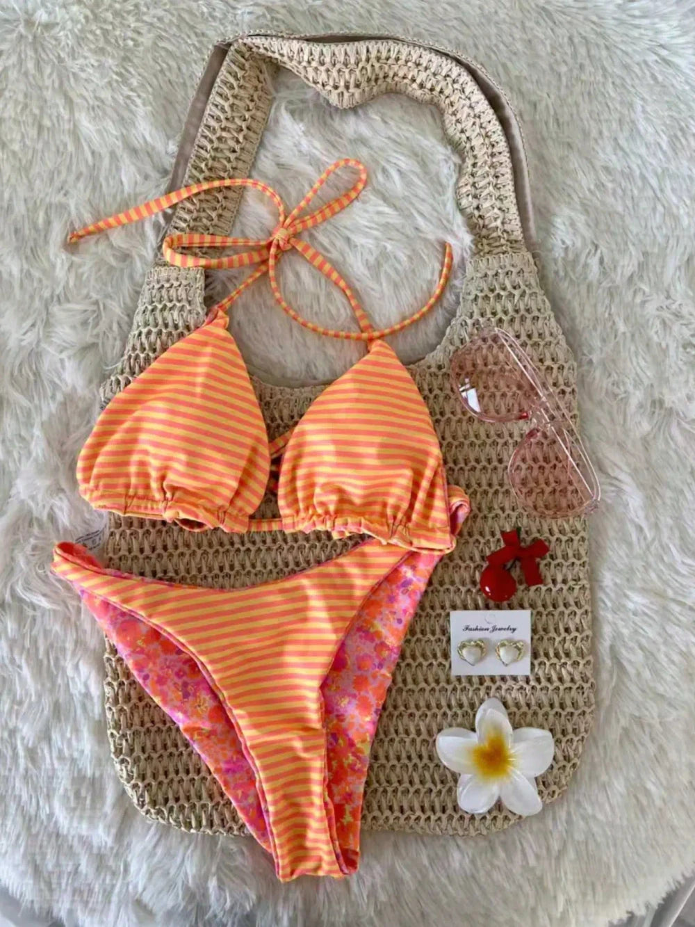 Floral Tie-Neck Bikini Set