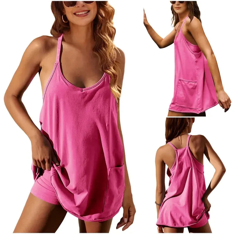UANEO Sleeveless Athletic Mini Dress