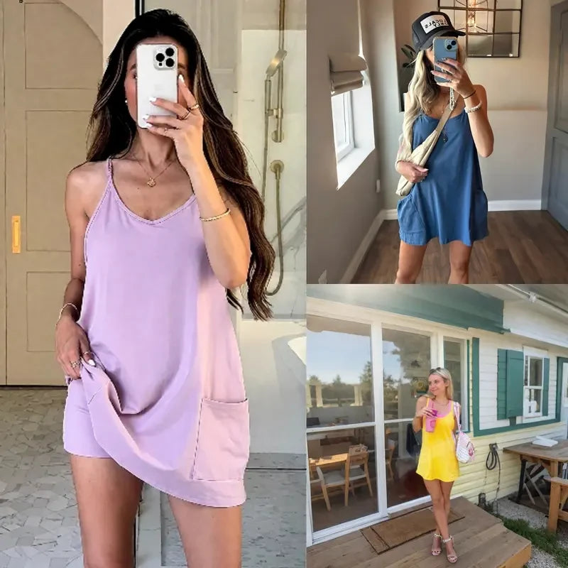 UANEO Sleeveless Athletic Mini Dress