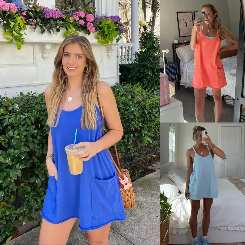 UANEO Sleeveless Athletic Mini Dress