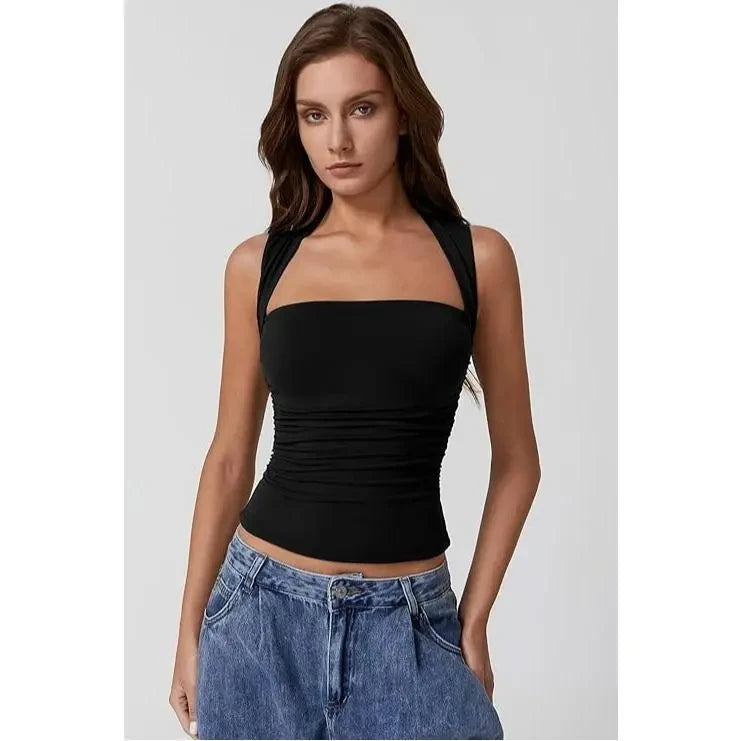 Square Neck Ruched Tank Top