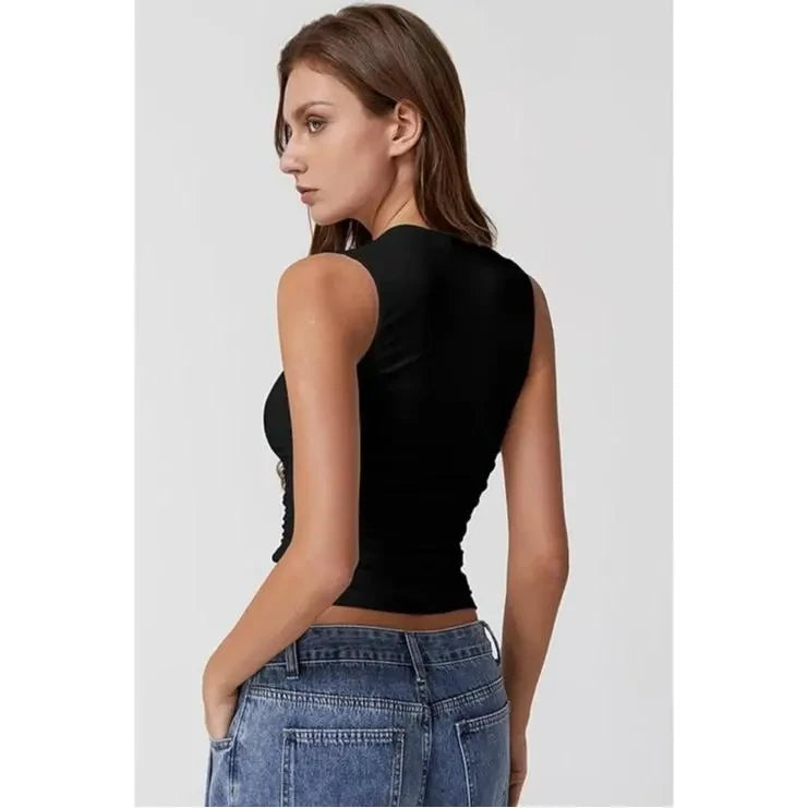 Square Neck Ruched Tank Top